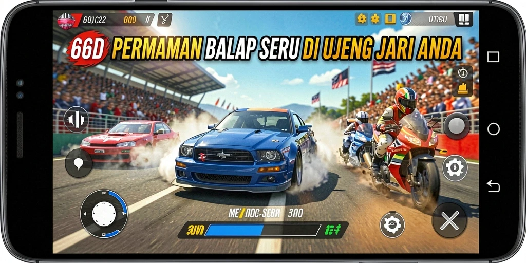 Gameplay balap yang mendebarkan dan seru.