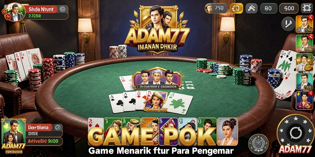 Tampilan gameplay menarik dari ADAM77 dengan fitur Poker yang seru.