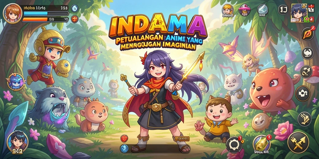 Tampilan gameplay seru dari INDAAA dengan karakter Anime yang unik.