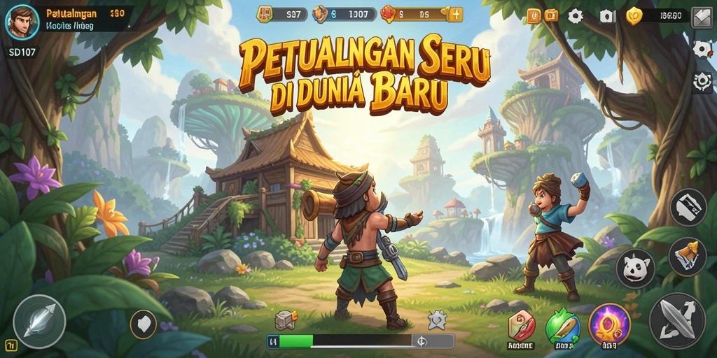 Tangkapan layar utama SD107 menampilkan aksi gameplay yang mendebarkan.