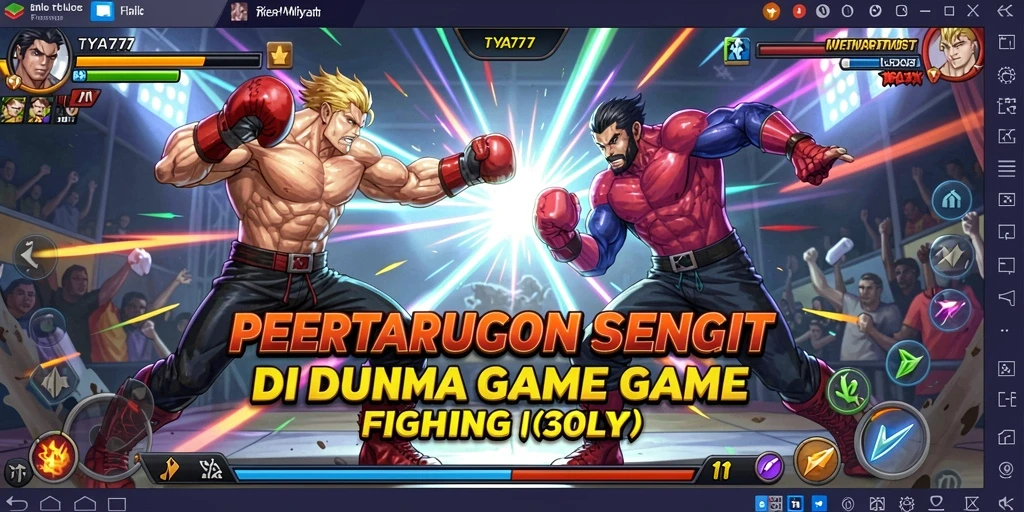 Screenshot gameplay TYA777 menampilkan pertarungan yang intens dan menyerukan.